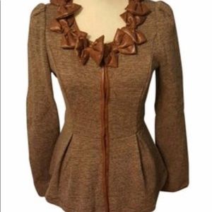 Run Dreamy Camel Bow Peplum Jacket / Blazer